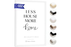 PULSE OF HOME Holz Bilderrahmen DIN A3 (29.7x42 cm) in Weiß - Dünner Rahmen Ideal für Fotos, Poster, Kinderzeichnungen & Kunst - Dekoration für Kinderzimmer & Wohnbereich — Ästhetischer Blickfang für dein Heim