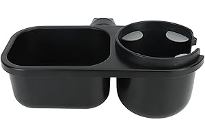 Cryfokt 2-in-1-Universal-Kinderwagentablett mit Getränkehalter, Kinderwagen-Getränkehalter, Snack-Tablett mit Flexiblen Silikon-Clips, 360° Drehbarer Kinderwagen-Snackfänger