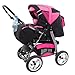 Lux4Kids King Pram & Pushchair (raincover, mosquito net, beverage tray, mattress, changing pad) 12 Buggyred & Red Flowerpower