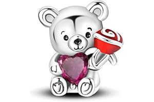 NUJIFFY Süße Tiere Charm 925 Sterling Silber Charms Anhänger für Armband Bär charm anhänger Hunde Charm, Kompatibel mit Europäischen Armbändern für Frauen Schmuck Geschenk