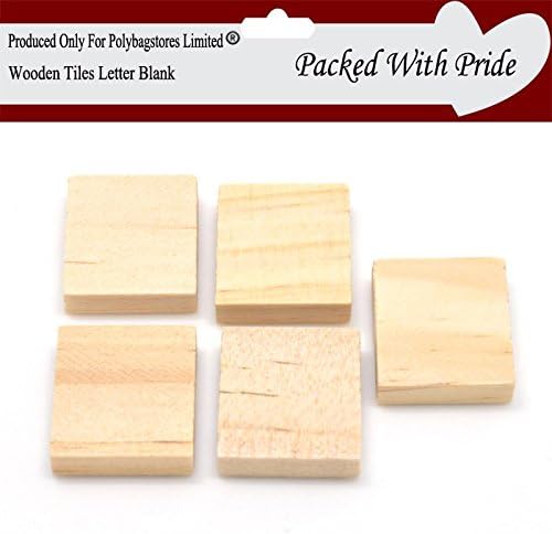 PACK OF 10 BLANK - WOODEN SCRABBLE TILES WITH BLACK LETTERS - THESE TILES ARE PRODUCED AND PACKAGED ESPECIALLY FOR POLYBAGSTORES LIMITED® (Blank)