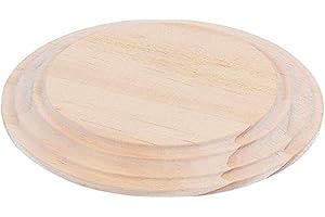 INNSPIRO Peana madera pino macizo redonda de altura 2,3cm. inf. 19cm. sup. 17cm. alt. 2,3cm. Base de madera para pintar, decorar y hacer manualidades.