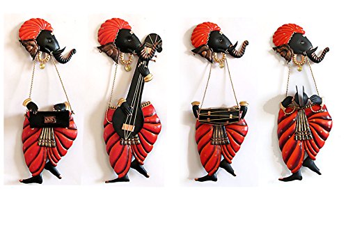 IndoRoots Set of 4 musician Ganesh wall hangings