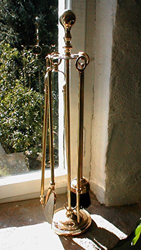 Antikas – Kaminbesteck aus Messing glänzend, Ofen Besteck, Landhausstil, Kamin Zubehör - 2
