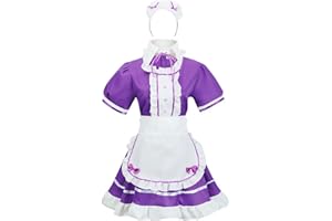 LABABE Women's Lolita French Maid Costume, 4 pcs as a set including dress; headwear; apron; fake collar, Anime Maid Costumes, Cute Lolita French Maid Costumes