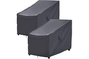 F&J Outdoors Garden Chair Covers, 2Pack 89x99x89cm Deep Seat Lounge Chair Rocking Chair Adirondack Chair Cover Waterproof UV Resistant Outdoor Furniture Covers, Grey