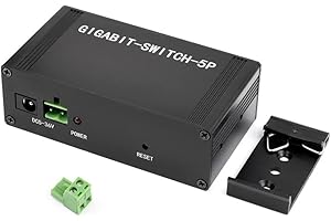 COOLWELL Conmutador Gigabit Ethernet 5P de grado industrial, 5 puertos Ethernet 10/100/1000M, compatible con montaje en rail DIN, compatible con IEEE 802.3X.