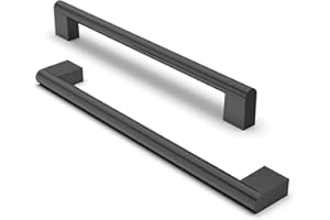 FURNIWARE 10 Pack Cabinet Pulls, Hardware Drawer Handles, Stainless Steel Kitchen Cabinet Door Handles Pull, Matt Black-224mm(8.8 Inch) Hole Center