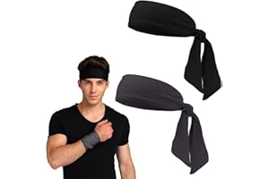 VJUYSW 2 Stück Sport Stirnband Herren, Unisex Tennis Headband, Laufen Stirnband Schweißband, Atmungsakti Elastisch Rutschfeste Haarband, für Yoga, Tennis, Laufen