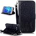 Produktbild Roreikes Schutzhülle für Samsung Galaxy J5 ( 2015)‘’ 5.0 zoll SM-J500F, Campanula Muster Prägung Ledertasche Slim Retro PU Leder Bookstyle Handyhülle Tasche Flip Wallet Case mit Strap Portable Handytasche Anti-Scratch Shell Cash Pouch ID Card Slot Magnetverschluss Etui Soft Silikon für Samsung Galaxy J5 ( 2015)‘’ 5.0 zoll SM-J500F - Feder Campanula:Schwarz