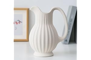 JXCBXJ Jarrón de cerámica blanco,jarrón rústico, jarrón creativo moderno para decoración del hogar, para centros de mesa, cocina, sala de estar, oficina, boda, regalos, altura de 8.65 pulgadas