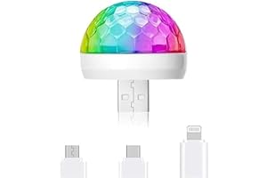 LKTFATD USB Disco Light: Mini Disco Lights, Sound-Activated Disco Ball, Strobe Effect – USB/Phone-Compatible, Ideal for Home Disco, Kids’ Birthdays, Christmas [Energy Class A+++]