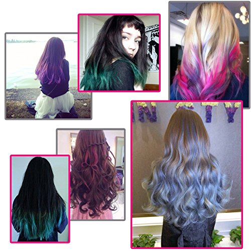 Haare Kreide – Metallic Glitter temporäre Haarfarben – Randkreide – kein Durcheinander – in Dichtstoff gebaut – Arbeiten auf allen Haarfarben – Farbe Essentials Set (6 Farben) plus Einweg-Handschuhen & Einweg-Umhange Von SySrion - 8