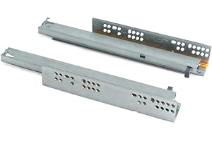 Emuca Coppia di guide a scomparsa per cassetti, a rulli, 450 mm, estrazione totale, chiusura soft, Zincato