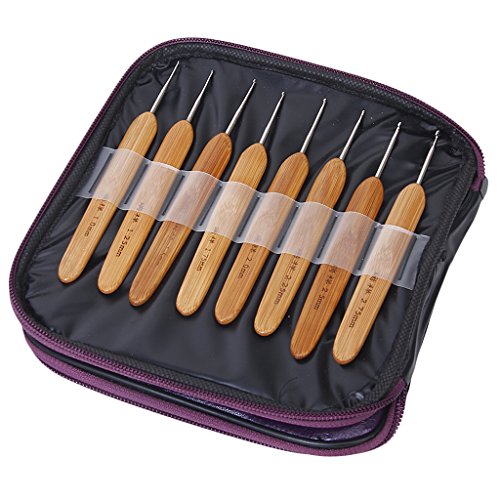 20 Stück Bambus Häkelnadeln Stricknadeln Set mit Etui - 7