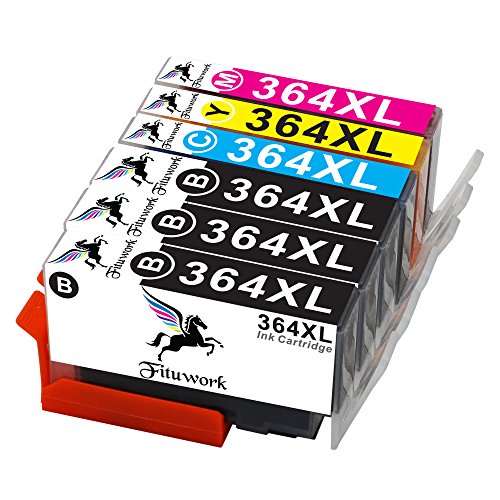 Fituwork 6PK (3B1C1Y1M) Kompatible Tintenpatronen Passend für 364XL 364 XL Verwendung in HP Photosmart 5510 5511 5512 5514 5515 5520 5522 5524 6510 6520 6512 6515 7510 7520 7515 B8550 B8558 B110c B010a C5370 C5383 C5388 C6324 C6380 D5460 D7560 C310a C410a B209a B210a Deskjet 3070A