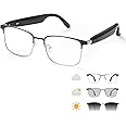 Tulbeys Bluetooth Glasses - Open-Ear Audio Smart Glasses for Men Women, Voice Assistant, Hands-Free, Wireless Sunglasses with UV Protection Auto Color Change Polarized Lenses for Outdoor Sports
