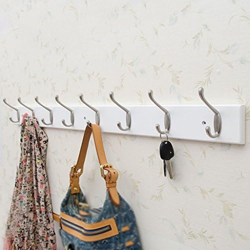 Hooks Wall Coat Rack Steel Natural Bamboo Wood Wooden Board Coat Rack Hanger Natural colors White Brown Black double 6 Hooks Bamboo ( Size : 8 hooks )