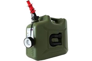 DENQBAR Jerricane à Essence 10 l avec système de Remplissage de sécurité avec Tuyau d'écoulement et Homologation Un pour Essence et Diesel Convient pour E10