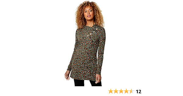 Funky Animal Print Tunic Shirt, Khaki 