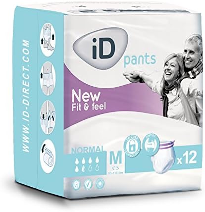 iD Pants Fit &amp; Feel Normal Medium 80 - 110cm Hips Pack of 12