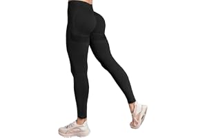 HAGOT Scrunch Butt Leggings dam, leggings dam booty scrunch, lyftning rumpa push up sömlösa sportbyxor långa, för sport yoga