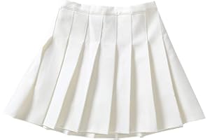 RMBLYfeiye Kinder Mädchen A-line Basic Solid Mini Skater Rock,Einfarbig Leicht Glocken Röcke Informell Dehnbaren Faltenrock Hohe Taille Minirock Schulmädchen Gefaltete Skater Rock