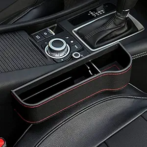 House of Quirk Pu Leather Car Seat Back Storage Organizer Holder for Keys, Cards, Pens, Coins (Driving Position Right)