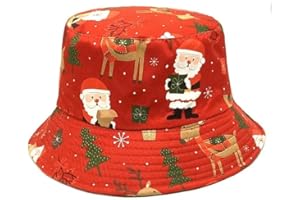 GENERIC Christmas Bucket Hat, Xmas Novelty Santa Bucket Hat, Adult, Festive Design, Red