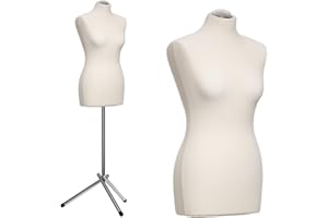 DummyDoll Schneiderpuppe weiblich Größe 40/42, Überzug Creme/Ecru, Dreibein + Kappe Chrom