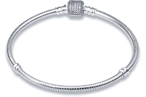 KUNSIR 925 Sterling Silver Snake Chain Bracelet for Pandora European Bracelets Charms Bead Silver Bracelet for Women