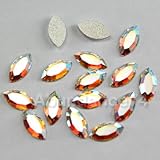 Genuine Swarovski Crystal Foiled Flat Back Gem Rhinestone - 2200 Navette AB - 8 x 4 mm / Pack of 6 pcs