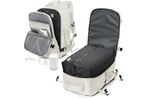 LIVBOTE Zaino Sottovuoto Zaino da Viaggio Bagaglio a Mano Ryanair 40x20x25 con pompa Zaini Airbag Borsa da Cabina per Donna Uomo -Beige