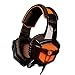 Produktbild Sades SA-738 Gaming Spielen Musick Kopfhörer Surround Sound Stereo Headset 3,5 mm USB Stecker mit Mikrofon und Sades Retail Geschenkbox für PC/MAC Handy MP3/4 (Blau Led Licht ) Orange+Schwarz