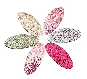 Mixed Color Glitter Shinning Snap Hair Clip Hair Barrettes For Women Girl Party Wedding Daily Hair Decoration (Oval)