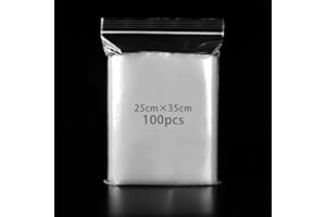 PACKRA 100 Pezzi Bustine Trasparenti Richiudibili,Sacchetti Plastica Trasparente Piccole,Buste Trasparenti con Chiusura Sacchetto Zip Lock Riutilizzabile, Ispessimento e Durevole 25x35cm