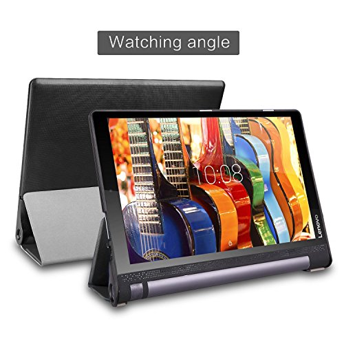 Bestdeal® Hohe Qualität Prämie Ultra Schlank Leicht Smart Cover Tasche Stehe Hülle für Lenovo Yoga Tab 3 YT3-X50F 10.1″ Tablet PC + Displayschutzfolie und Stylus Stift (Schwarz) - 2