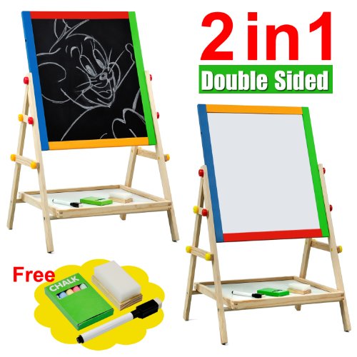 Kids Bedroom Wooden Double Sided Easel Chalk Drawing Board Drawing Children Learning Board