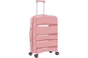 ARTREE Maletas de Viaje Mediana Polipropileno - Maleta Mediana Rígida Prácticas y Ligeras 66x45x28cm - Maleta de Mediana con 4 Ruedas Giratorias y Cierre de Combinación, 70L (Rosa)