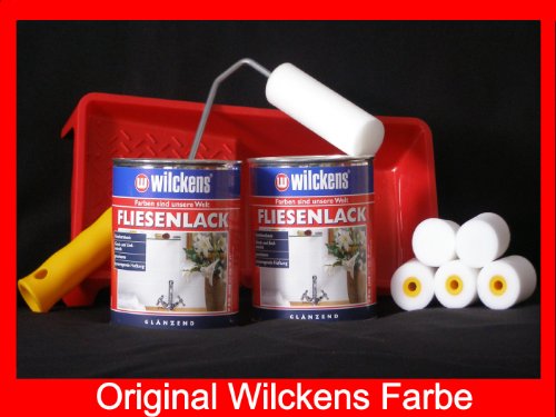 2 Dosen FLIESENLACK inkl. FARBROLLER WILCKENS weiß für 16 qm
