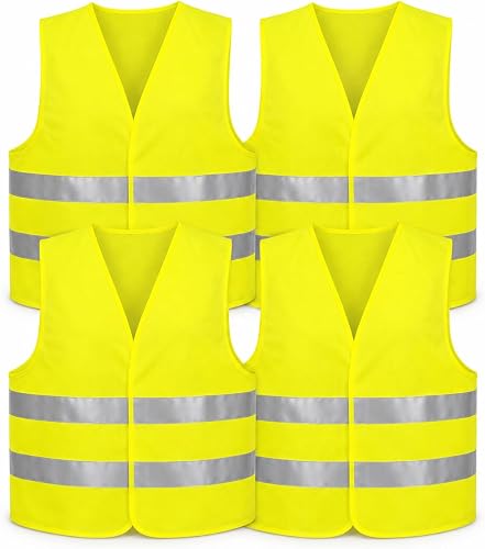 4x chalecos de alta visibilidad coche 2026 y 2027: chaleco de seguridad ISO20471 amarillo neón - coches y camiones - chalecos