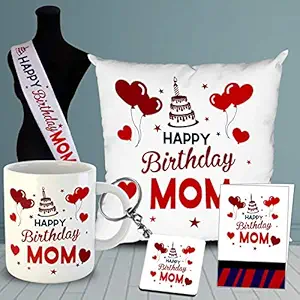 ODDCLICK Cushion Mug Keychain Greeting Card Shash for Happy Birthday MOM Gifts Set