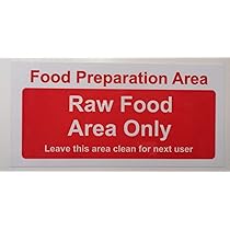 Pack Of 10 Raw Meat Only Signs - Hygiene Health And Safety - 100mm X 100mm Self Adhesive Vinyl Label Stickers - View #10