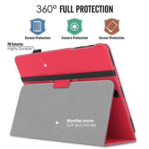 MoKo Samsung Galaxy Tab S3 9.7 Hülle – PU Leder Ständer Schutzhülle Smart Case Cover mit Stift-Schleife / Standfunktion und Auto Sleep / Wake Up Funktion für Samsung Galaxy Tab S3 9.7 Zoll (2017) SM-T820 / T825 Tablet, Rot - 2