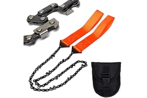 NEUSOP Scie à Chaîne de Survie Portatif Tronçonneuse Pocket Saw Scie à Main, Tronçonneuse Manuelle Portable, Pocket Chainsaw kit Survie pour Camping, Randonnée, Outil Chasse Survie Gear
