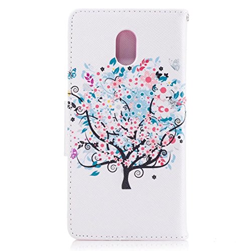 LEMORRY Nokia 3 Hülle Tasche Ledertasche Flip Beutel Haut Slim Bumper Schutz Magnetisch Soft SchutzHülle Weich Silikon Cover Handhülle Schale für Nokia 3, Kunstbaum - 6