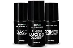 Benail | Gel Unghie Ricostruzione, Kit preparatori e sigillante Primer unghie gel, Base Semipermanente, Top Coat Semipermanente per Smalto Semipermanente, Gel Ricostruzione Unghie