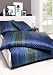 Produktbild Estella Mako Satin Bettwäsche Feliks Schwarz Blau gestreift Größe 135x200 cm + 80x80 cm