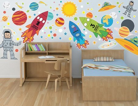 Shopisfy Children's Toddlers Self Adhesive Vinyl Wall Stickers Nursery Décor Decal Art - Space Boy