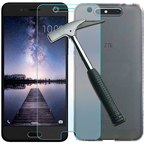 OVIphone Funda Gel TPU   Cristal Templado Para ZTE BLADE V8  NO COMPATIBLE CON ZTE BLADE V8 PRO  ZTE BLADE V8 LITE  ZTE BLADE V8 MINI   Color Negro 